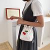 Korean Cute Canvas Cherry Bucket Bag for Women Summer Simple Casual Small Crossbody Bag Female Fashion Shoulder Bags