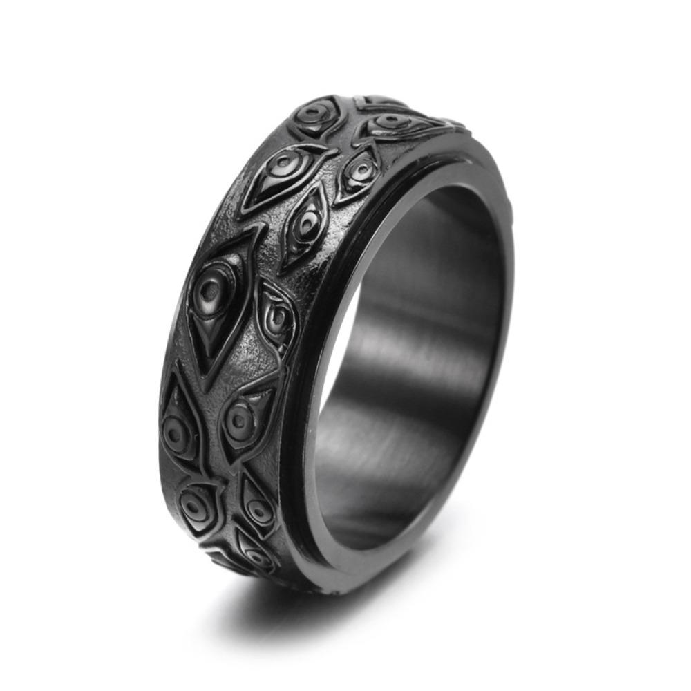 Titanium Steel Rotating Eye Ring for Men Stylish Retro Bold Stainless Steel Jewelry
