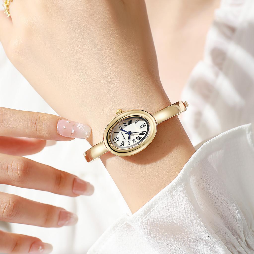 Elegant Oval Roma Dial Women Quartz Watch Fashion Bracelet Strap Ladies Wristwatch Girls Clock Gift
