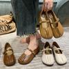 Soft-soled grandma shoes gentle small leather shoes Doudou shoes women's spring and summer new flat-soled shallow mouth Mary Jane single shoes