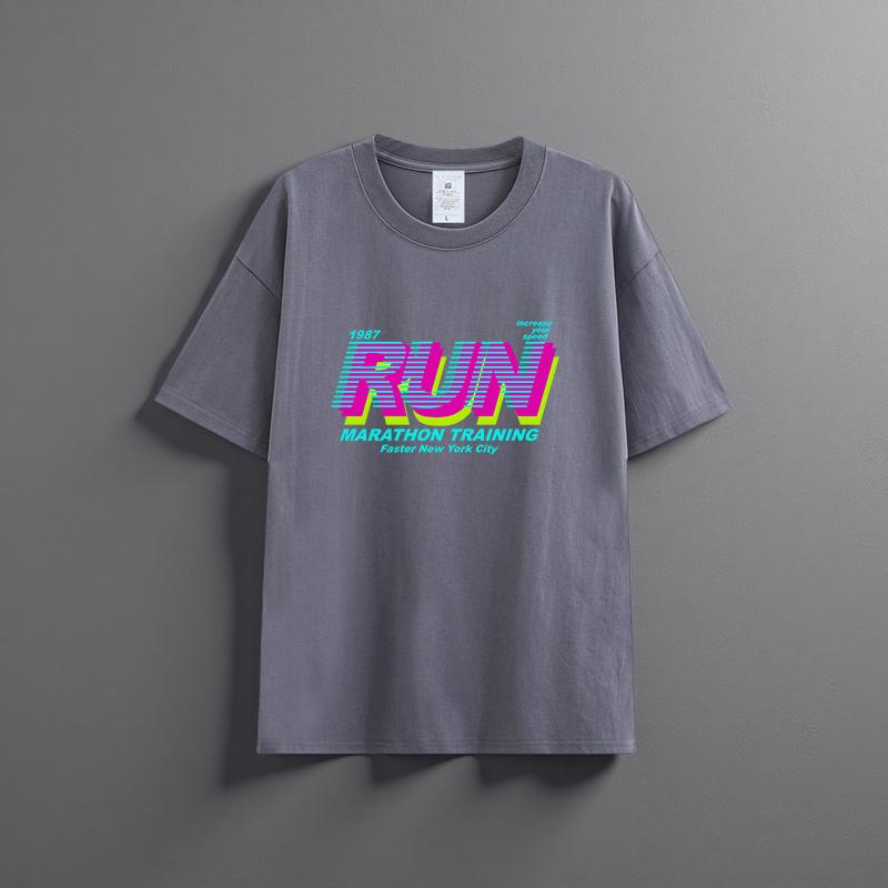 Sommer Neues Unisex Vielseitiges Reines Baumwoll-T-Shirt Modisches Lässiges Rundhals-Oberteil Atmungsaktives Locker Sitzendes Bedrucktes Kurzarmhemd