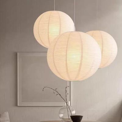 Nordische Wabi-Sabi Stil Pendelleuchte: Runder Papierlaternen-Schirm für Schlafzimmer, Esszimmer oder Stehleuchten-Kronleuchter