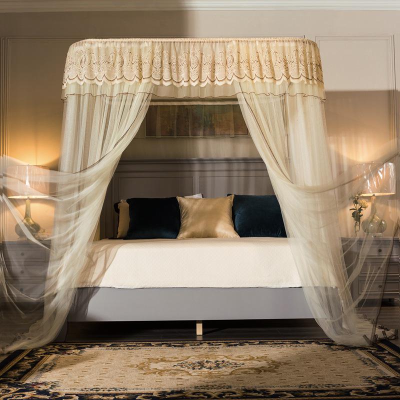 2025 Liftable Princess Style Three-Door U-Shaped Mosquito Net Canopy, Floor-Standing One-Piece Design
