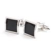 1 Pair Man's Shirt Studs Black Paint Squared Cufflinks for Business Wedding Party