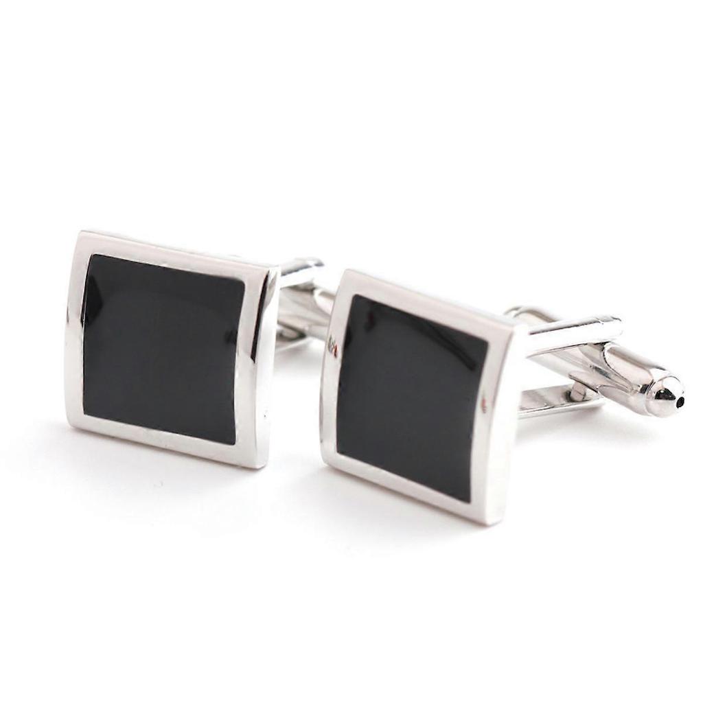 1 Pair Man's Shirt Studs Black Paint Squared Cufflinks for Business Wedding Party