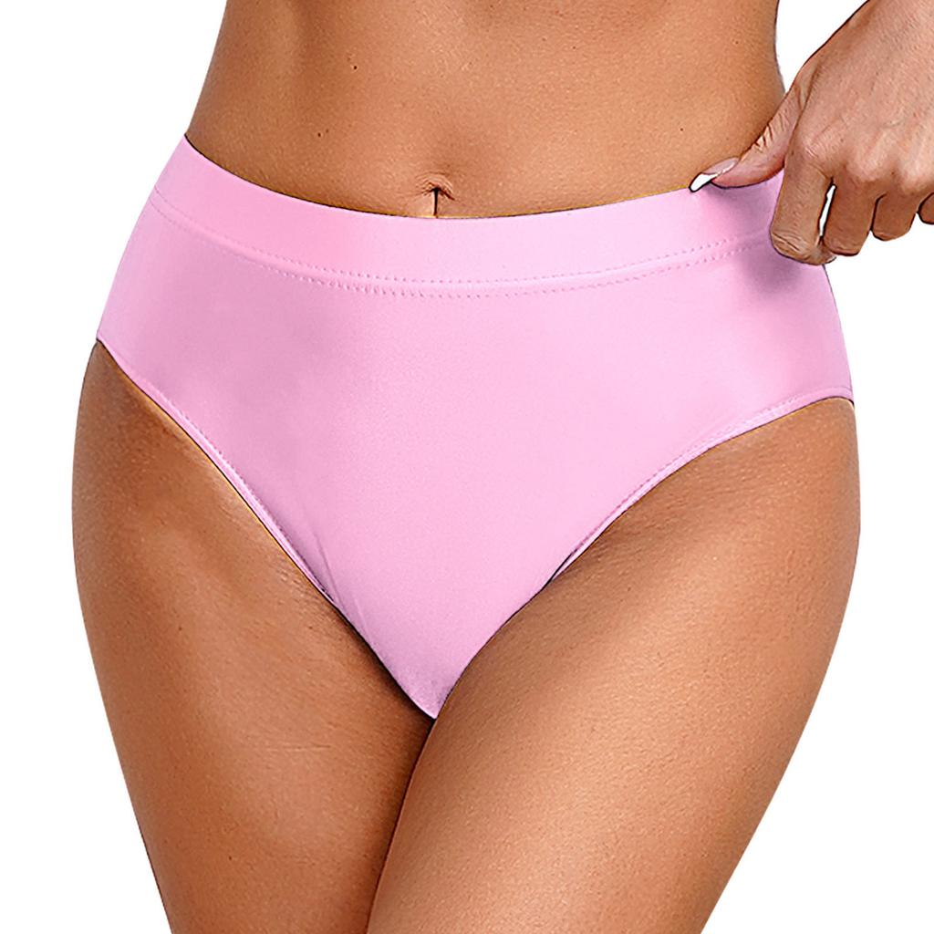 Womens Shiny Solid Color Briefs High Stretch Elastic Waistband Underwear