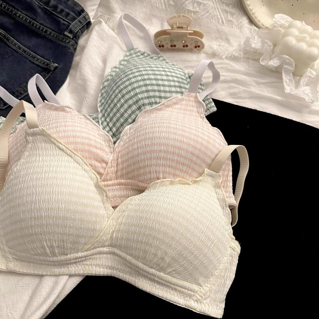 Soutien-gorge étudiant style japonais Style fin Sans armatures Push-up Remontant Confortable Respirant Lingerie douce