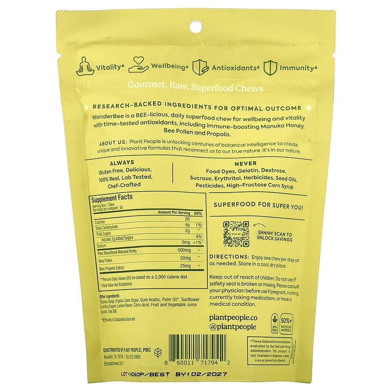 WonderBee®, Superfood Honey Chews, Lemon, MGO 400+ , 30 Chews