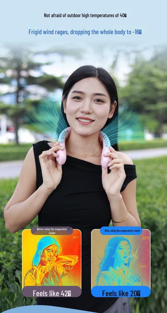 2025 L19 Bladeless USB Rechargeable Neck Fan - Portable, Long-Lasting Mini Fan for Outdoor Camping.