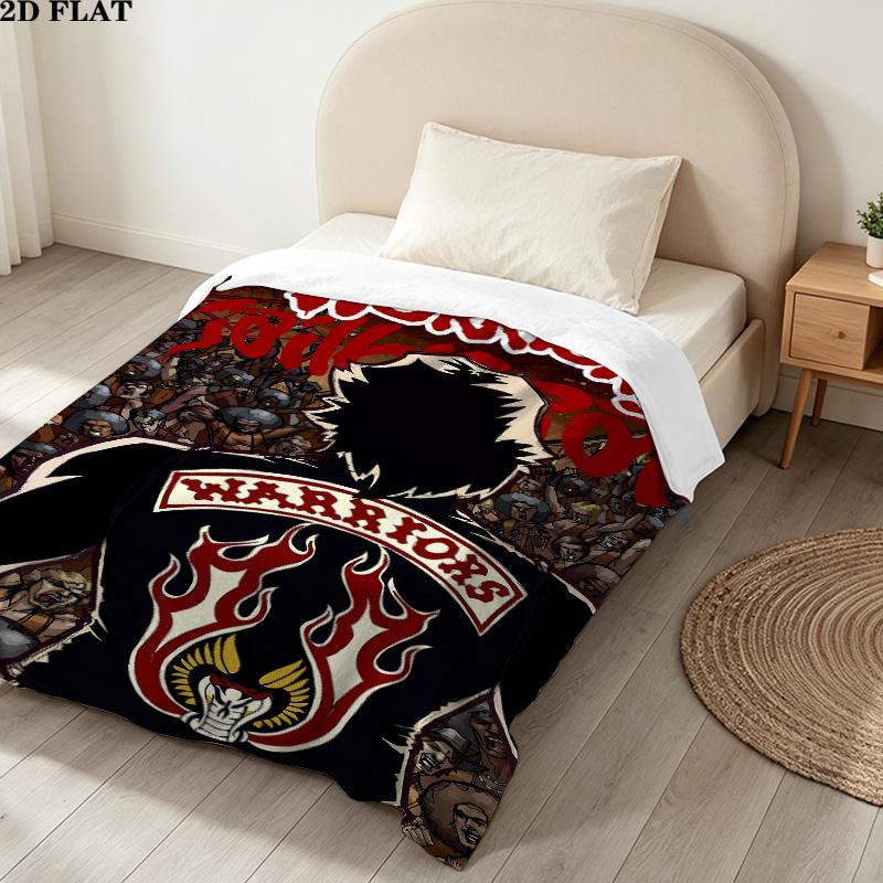 1PC The Warriors Patterned Flannel Blanket Suitable For All Seasons For Home Decor Warmth And Comfort Gifts Holiday Present