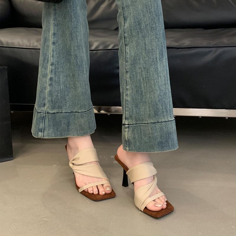 Beautiful high heels women's head sexy simple fashion versatile sandals temperament retro cool slippers