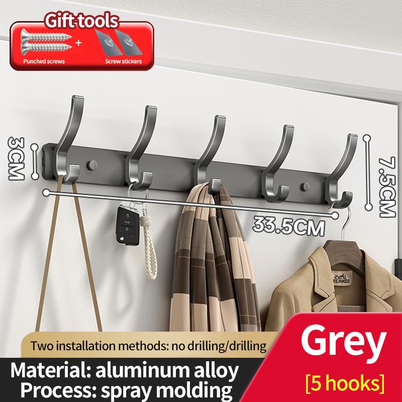 No Drill Holes One Row Hangers Kitchen Towels Clothes Hats Toilet Towel Rack Storage Wall Mounted Door Back Rod Hook