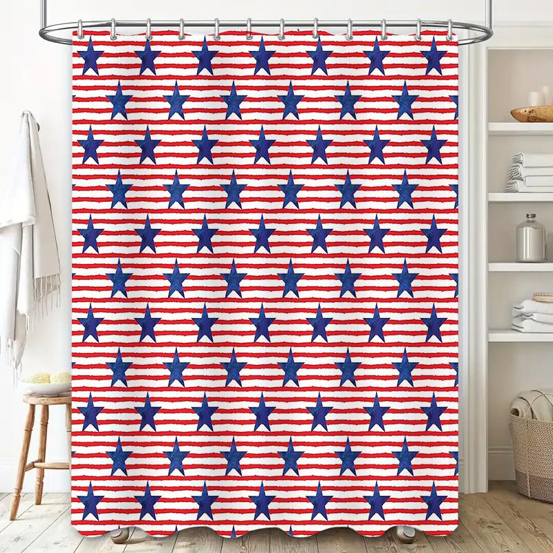American Flag Shower Curtain Patriotic Stars And Stripes Waterproof Decor Bathroom Curtain Vintage Usa Theme Home Decor