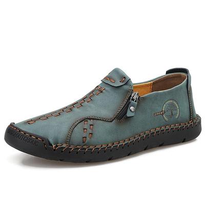 Zapatos de cuero suave cosidos a mano, mocasines para hombre, cómodos zapatos casuales para conducir, mocasines, zapatos planos para hombre
