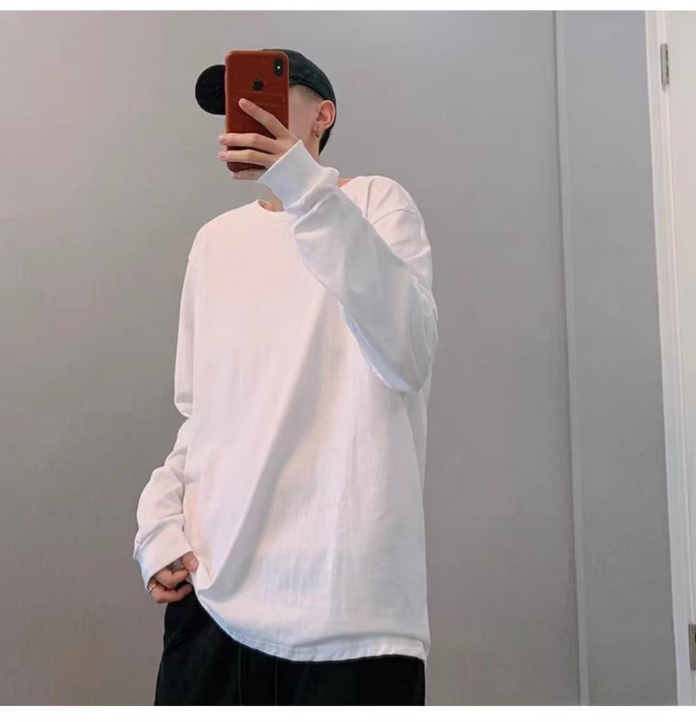 

Мужская модная футболка с длинным рукавом на весну/осень 2025: Универсальный базовый слой и стильный свитшот для верхней одежды M