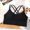 Ribbed Strapless Halter Backless Sports Vest with Chest Pads