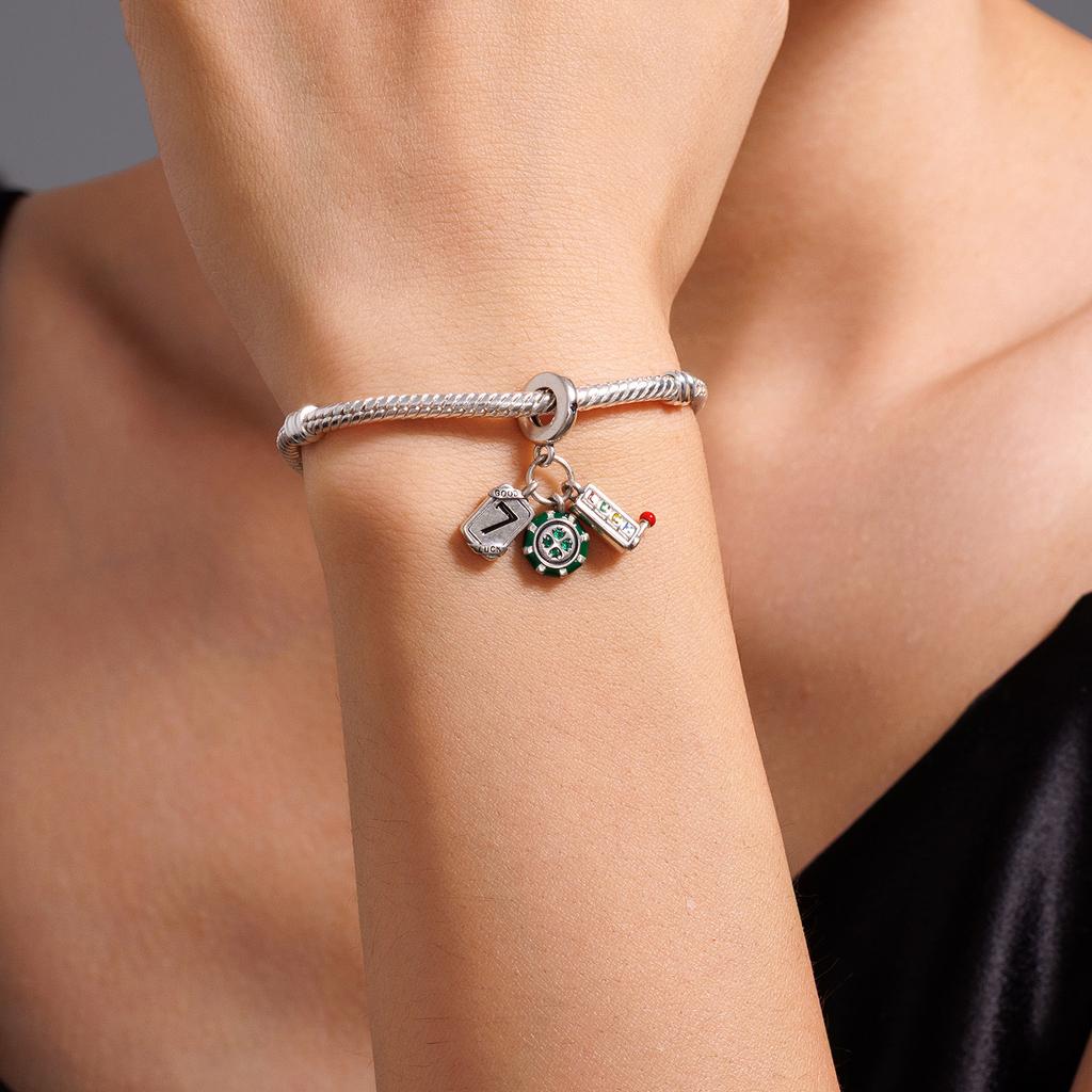Copper Charm Dice Beaded Chips Casino Charm Jewelry Making Original Bracelet Women'S Fashion Jewelry Holiday Gifts