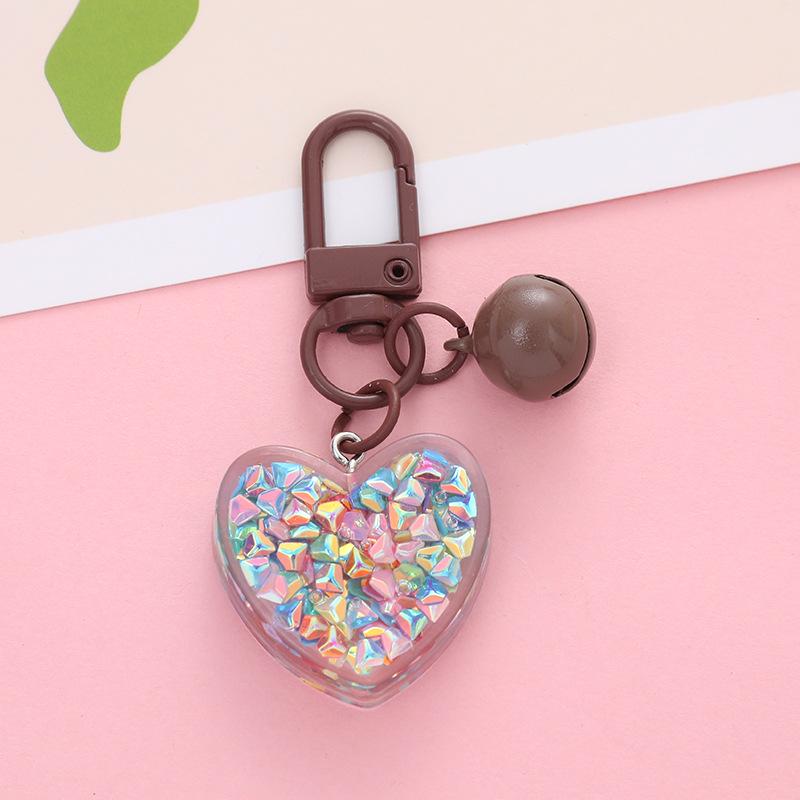 Heart-Shaped Bell Keychain Pendant - Peach Color Earphone Case Decoration