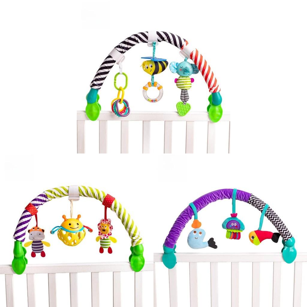 Baby Mobile Clip With Rattles And Soft Fabric Toy For Infant Sensory Development