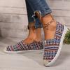 Fashion Women Slip on Flats Print Flat Bottom Light Mesh Lazy Fisherman Shoes Canvas Breathable Flat Women's Single Shoes