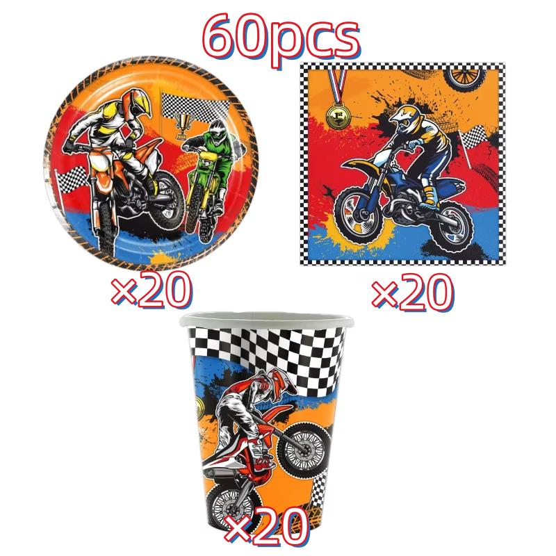 Motorcycle Birthday Party Decoration Motocross Race Tableware Cup Plate Balloon Tablecloth For Kids Boys Party Favors Gift