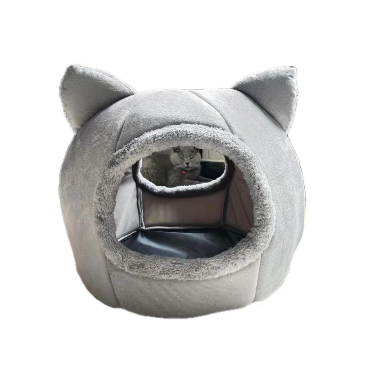 

Кошачья будка Собачья будка Зимняя теплая закрытая и флисовая круглая будка для домашних животных Домашняя кошка будка M
