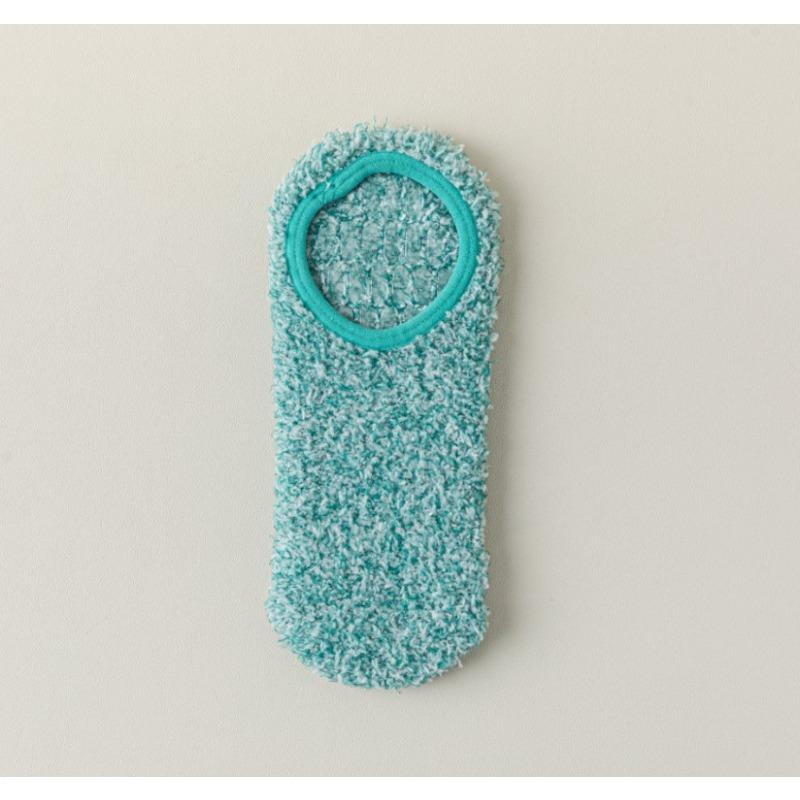 Autumn and Winter Coral Fleece Socks, Women's Shallow Mouth Thickened Warm Floor Socks, Half Fleece Boat Socks, Gel Solid Color Short Socks