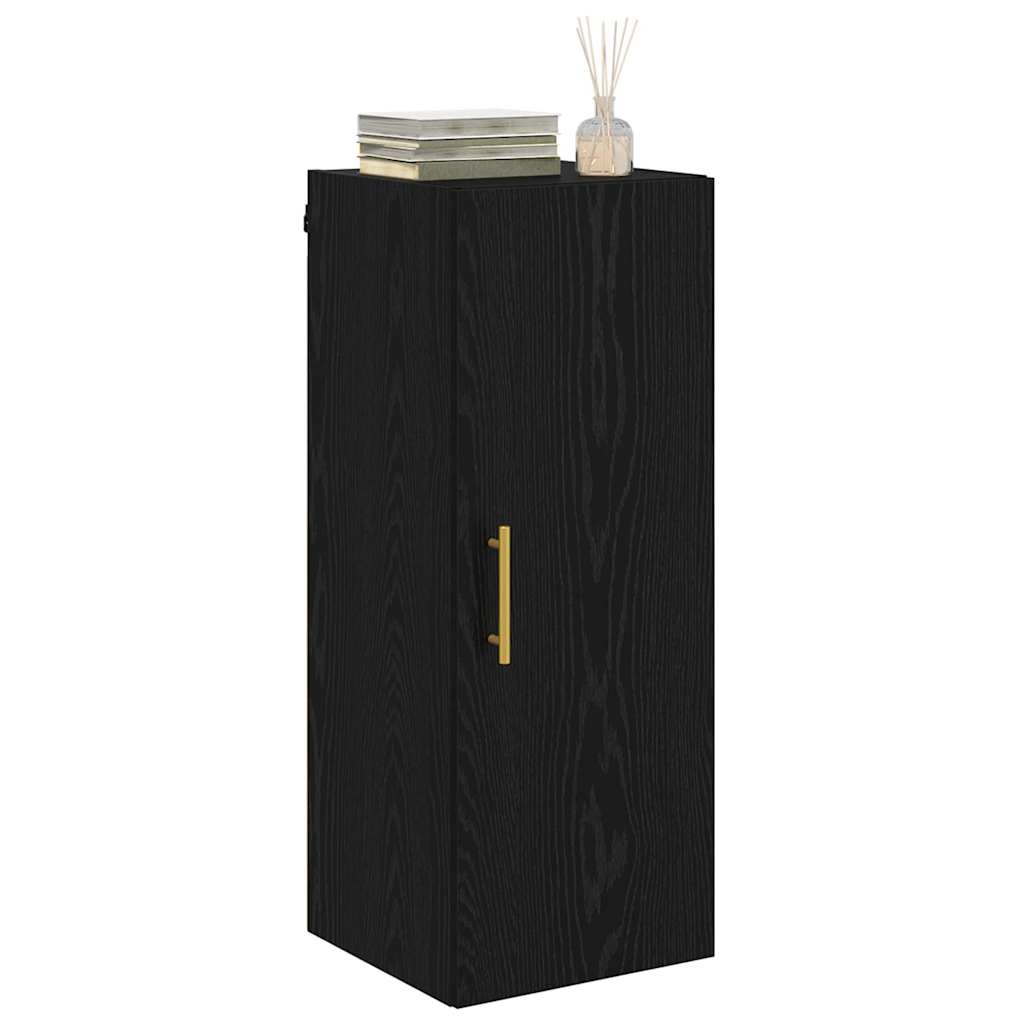 Wall Mounted Cabinet in Black Oak Effect 34.5 x 34 x 90 cm