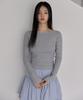 38 Come On Common Ribbed Boat-Neck Slim T-Shirts (Melange Gray)