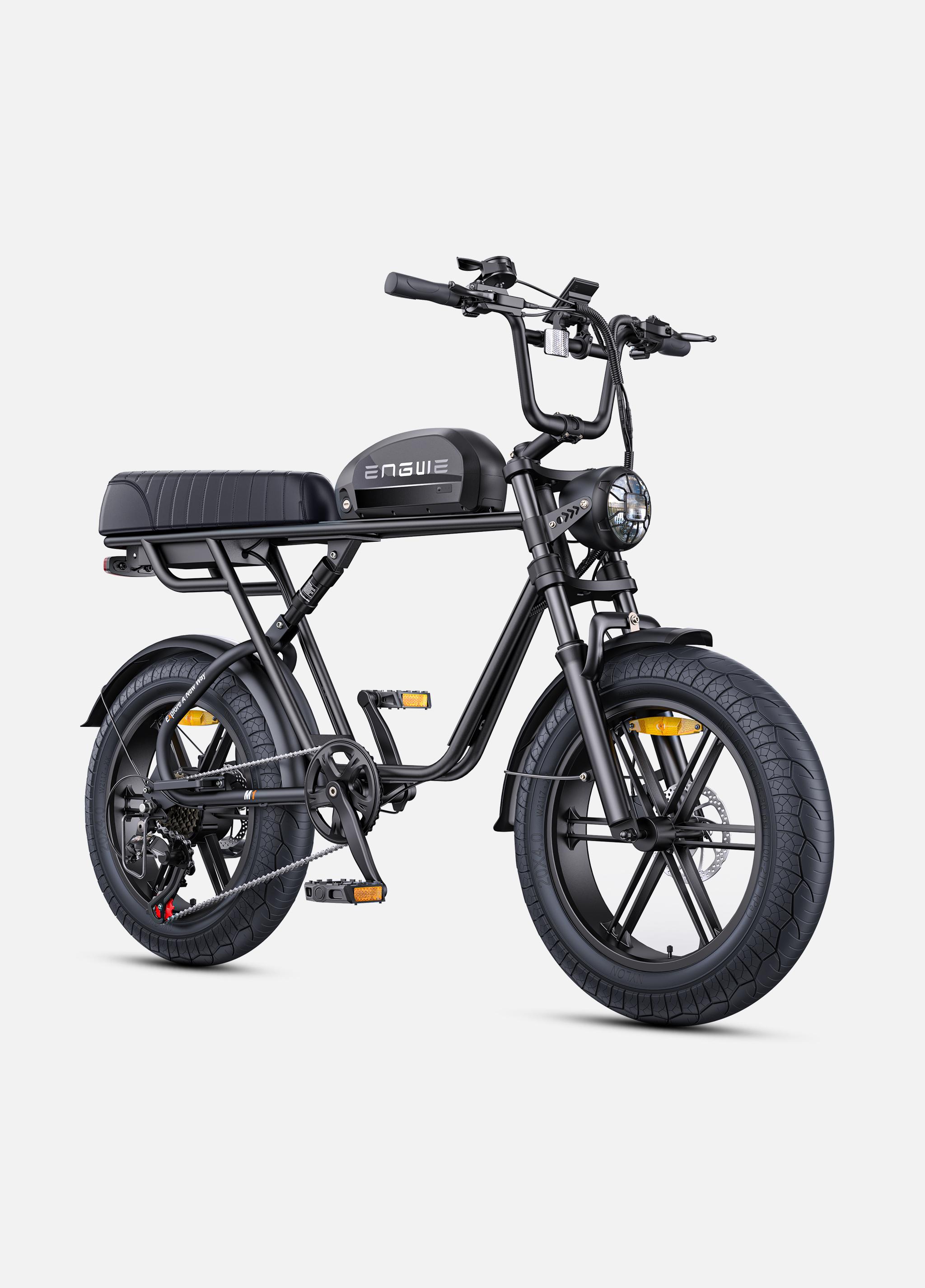 Bicicleta eléctrica ENGWE M1 para adultos, 20  x 4.0 , estilo ciclomotor, 48 V, 15.6 Ah, 90 km de autonomía, todoterreno. M negro