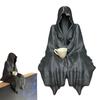 Halloween Black Robe Ornament Spooky Gothic Grim Reaper Figurine Statue Sculpture Holiday Party Home Office Desktop Decoration