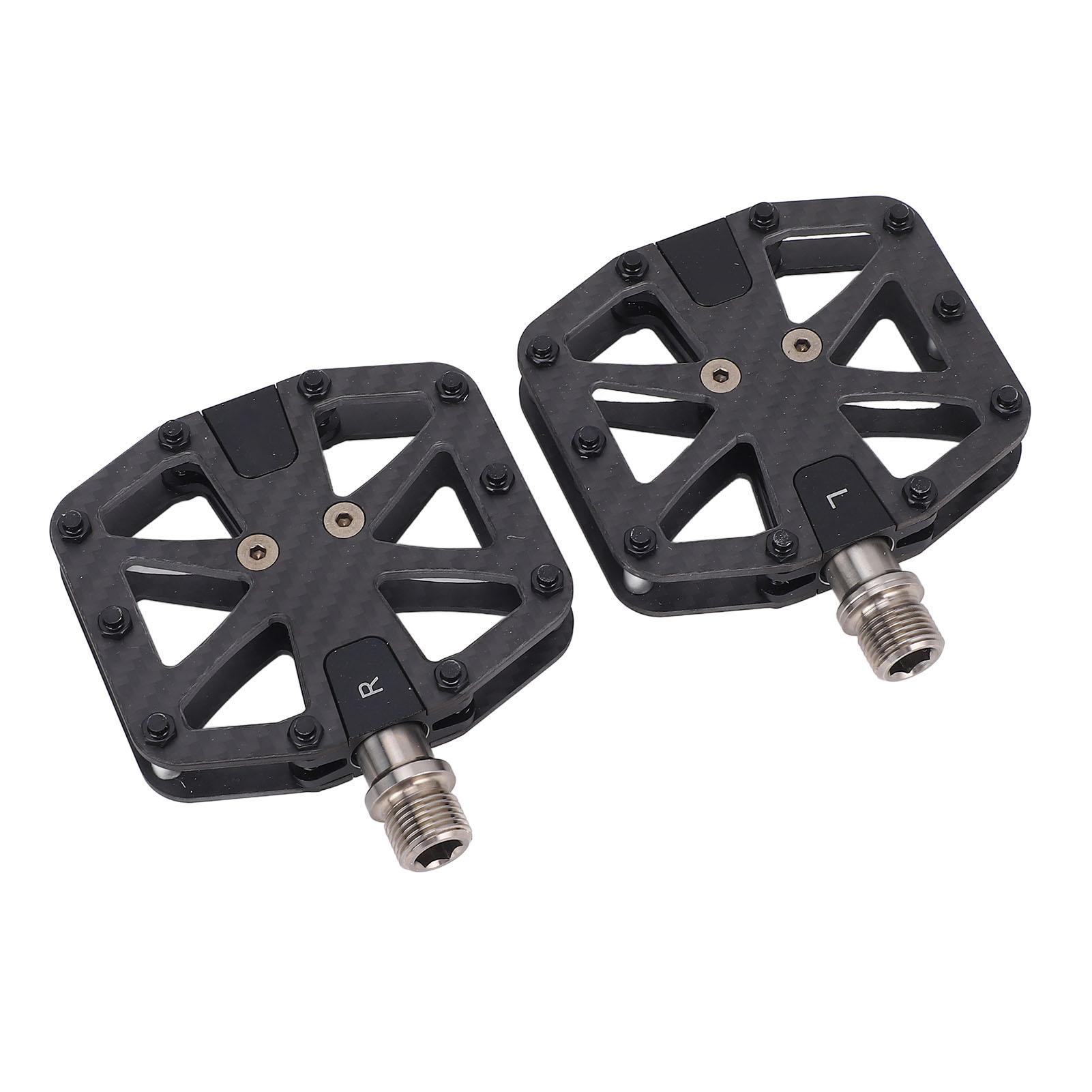 Bike Pedals Carbon Fiber Anti Slip Aluminum Pins Lightweight Flat Platform Bike Pedals for Road Bikes