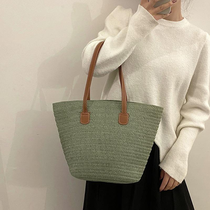 Nowa tkana torba typu tote Japońska moda prosta torba podróżna artystyczna damska torebka na ramię torba pod pachę
