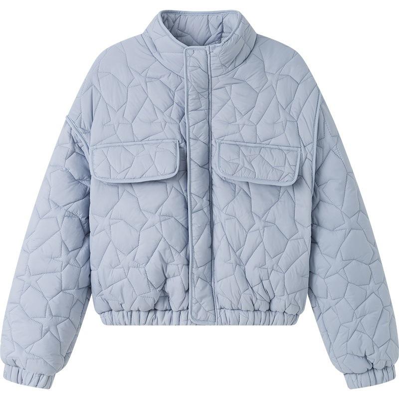 Small age-reducing design sense drawstring buckle waist short cotton clothes loose stand-up collar long-sleeved jacket women