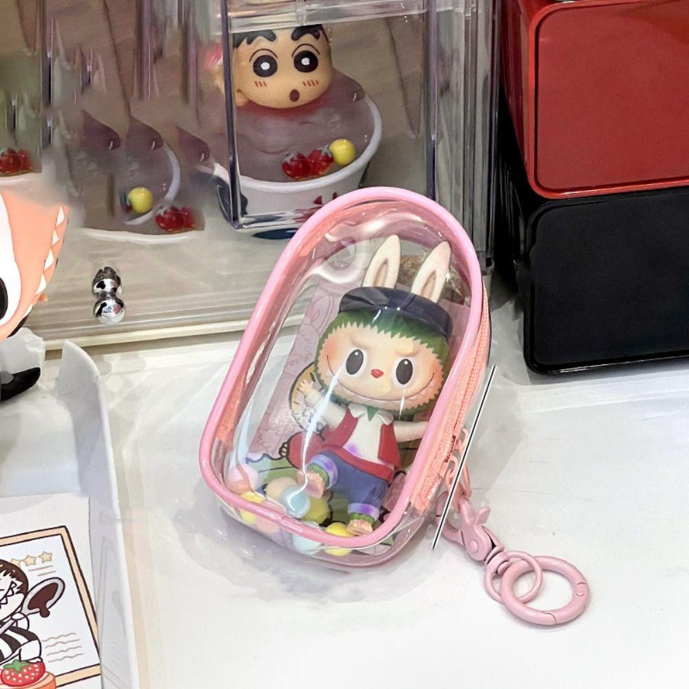 

PVC Labubu Time Doll Outgoing Bag Portable Storage Bag Toy Accessories Transparent Ita Bag Kids Pink-style1