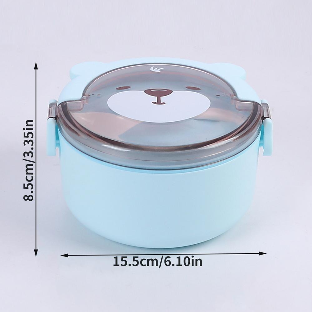 

Мультяшный ланч-бокс с медведем, безопасный для микроволновой печи, портативный, герметичный контейнер для еды с приборами для детей, студентов, взрослых синий