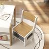 Three-Piece Kids Table and Chair Set with Blackboard, Storage, Bookshelves - Natural Wood