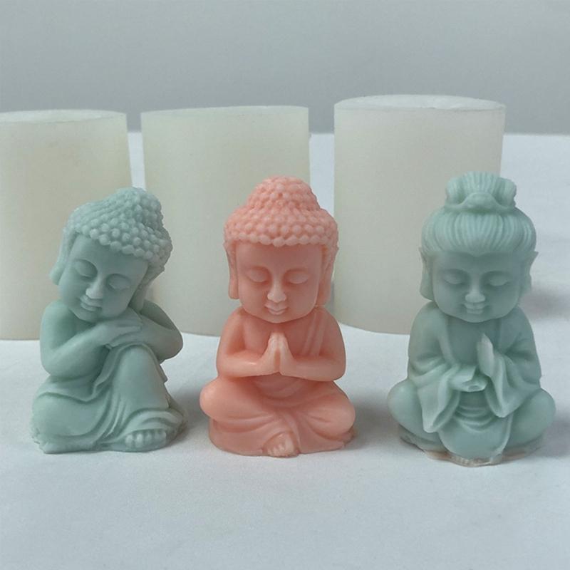 Buddhas Monk Shape Silicone Molds DIY Epoxy Resin Molds Table Ornament Mould Candle Plasters Making Tool Easy-to Clean