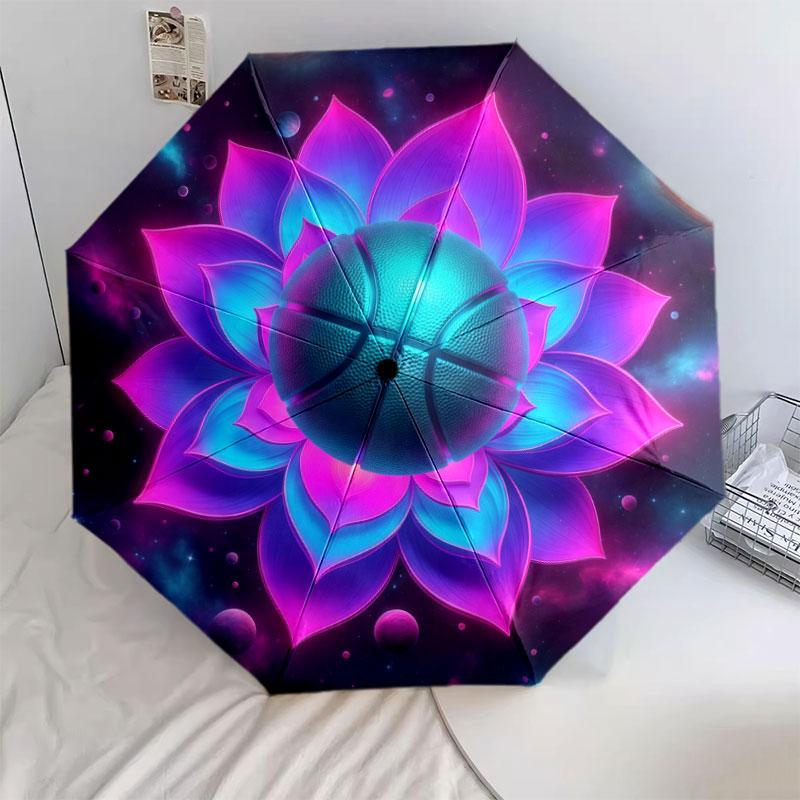 LotusandBall Pattern Pattern New Style Umbrella, 1 Piece Automatic Folding Umbrella, Portable Travel Umbrella, Outdoor Umbrella, Birthday Gift