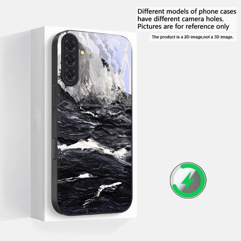 

Abstract Modern Waves Suitable For Samsung Galaxy S25 Ultra S20 FE S21 S22+ S23 Plus S24 S26 Edge magnetism Glass Phone Casee Galaxy S23 Ultra