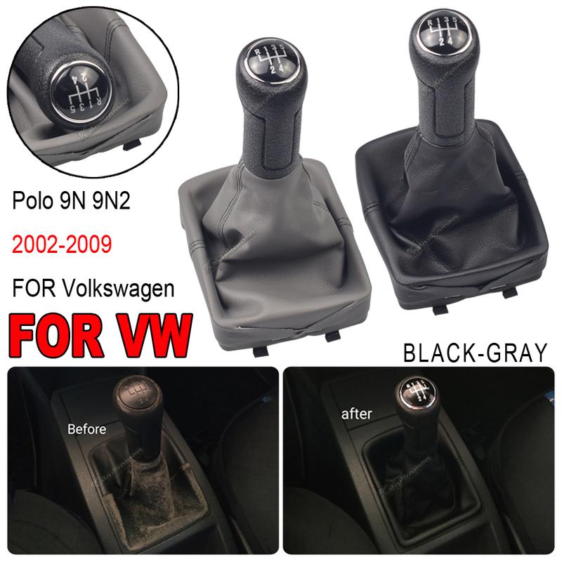 High Quality Manual 5 Speed Gear Shift Knob For VW Polo 9N 9N2 2002-2009 Car Stick Gear Shifter Lever Knob Leather Boot