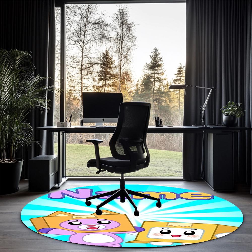 Custom Name LankyBox Printed Round Rug Carpet Chair Rug Area Rug Entryway Doormats,for Office Chair Living Room Bedroom Kitchen Room.
