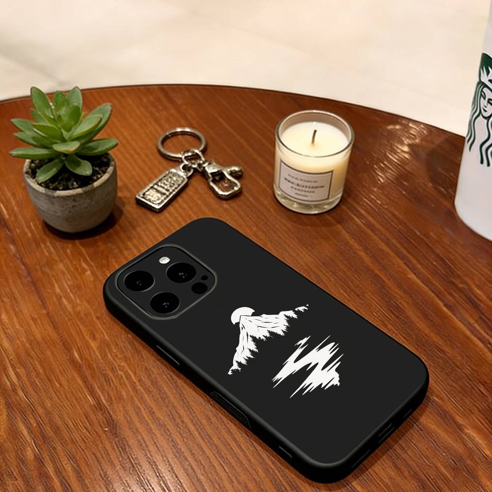 Black Mountain INS Design Phone Case Soft Silicone black For IPhone 17 16 15 14 13 12 11 X XR Plus Pro Max Plus
