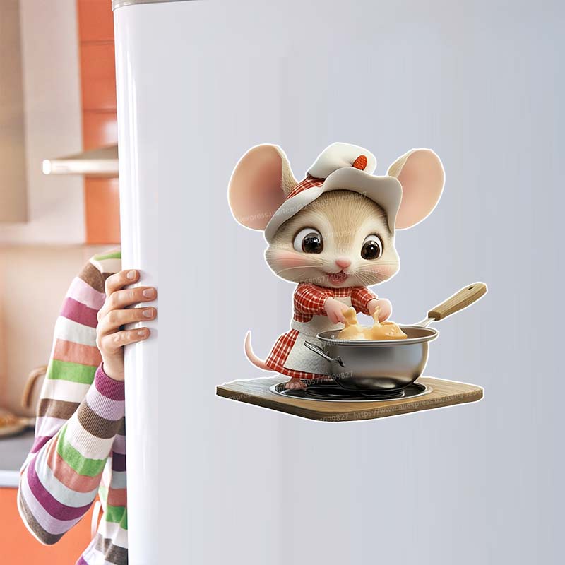 Süße Giraffe & Katze & Glückliches Nilpferd Koch Wandaufkleber - Charmantes Tier Kühlschrankaufkleber für Wohn- & Esszimmerdekor Aufkleber S481