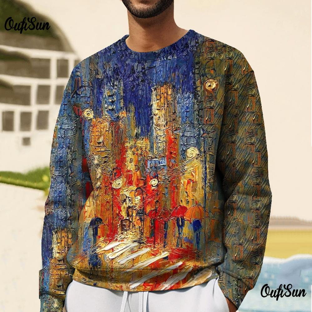 Vintage Men T-Shirt Retro Sweatshirts Oversized Long Sleeve T-Shirts O-Neck Pullovers Winter Clothing Street For Men Sweatshirts