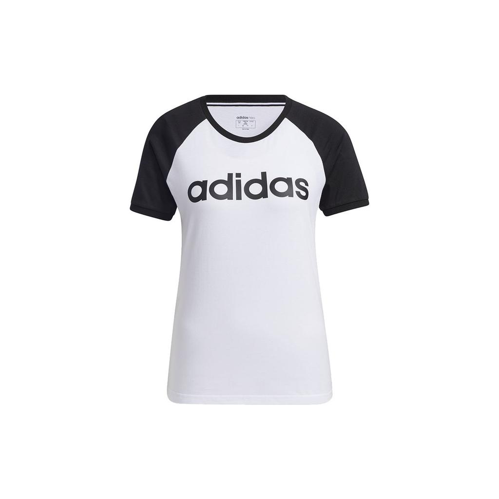 Adidas Neo Logo Print Color Block Regular T-Shirt Women Tops White GP5571