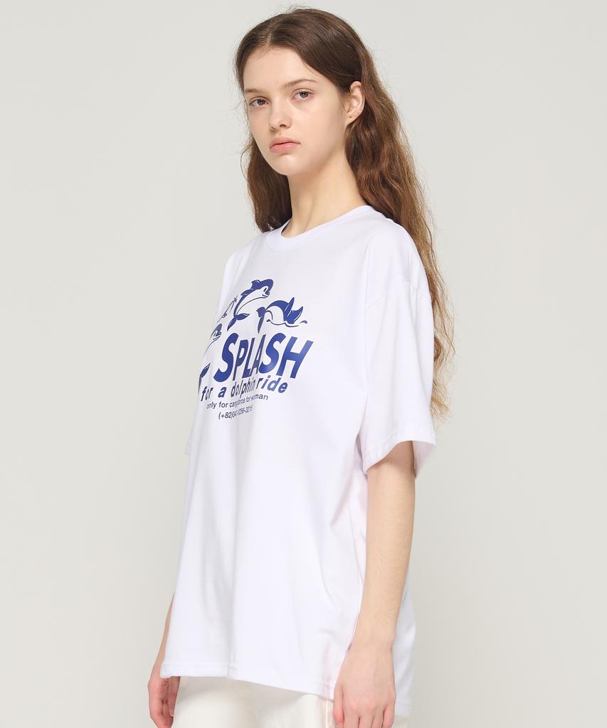 CARGOBROS FOR WOMAN Splash Dolphin Short Sleeve T-Shirt (White)