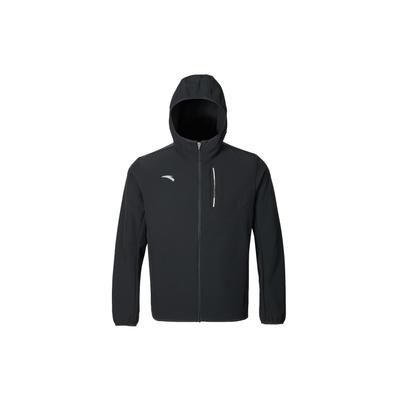 Comodo Casual con Cappuccio Zip Stampa Lettera Semplice Giacca a Vento Uomo Capispalla Basic-Nero 952447602-4