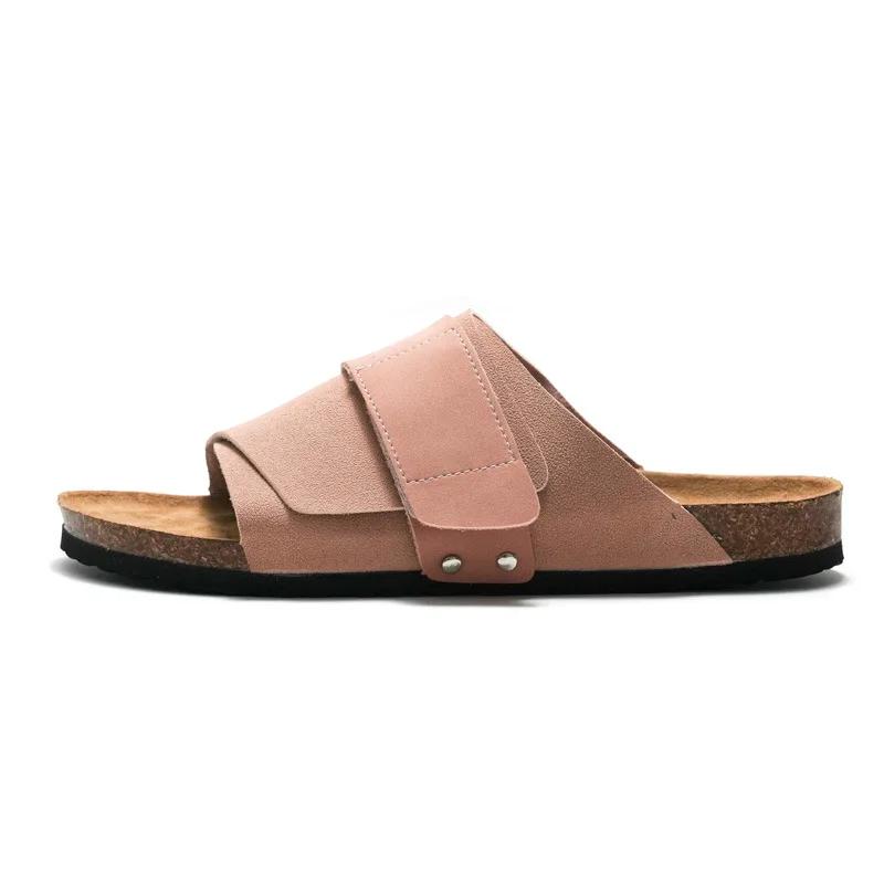 Fashion Summer New Cork Slippers Men's Couple Women's Sandals Outdoor Leisure Men's Women's Beach Slippers Plus Size 35-45