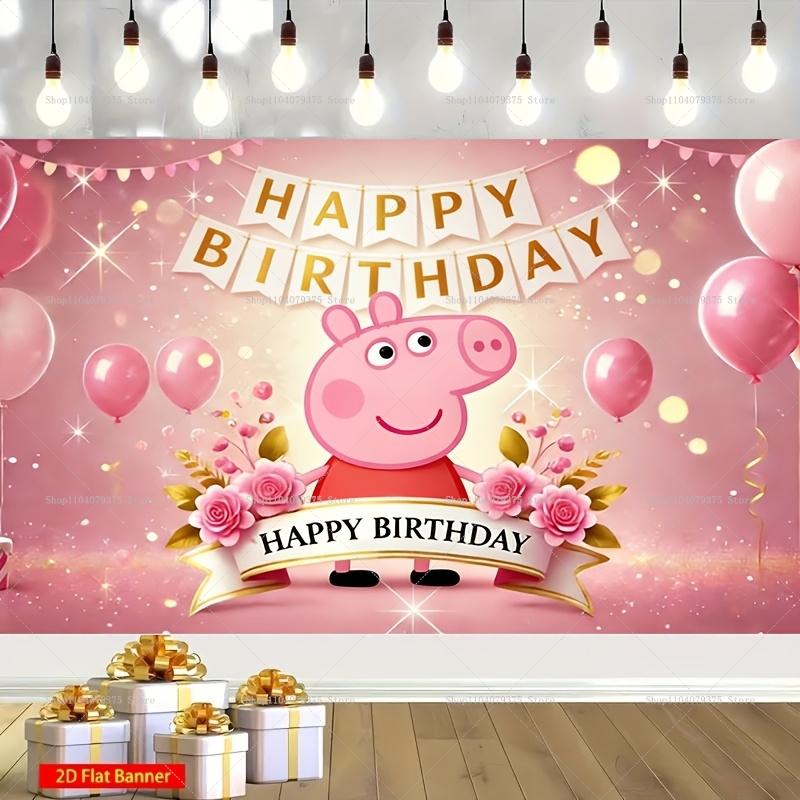 Happy Birthday Peppa Pig Image Backgrounds, Suitable For Boys And Girls Parties, Parties And Birthday Celebration Banners.